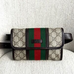 Gucci authentic waist bag Fanny pack bum bag brown coated canvas w leather